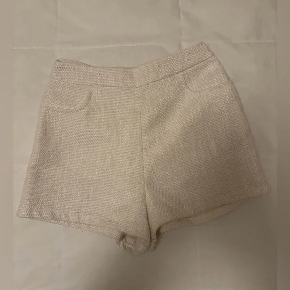 Lulu's White and Cream High Waist Women's Shorts - Picture 3 of 7